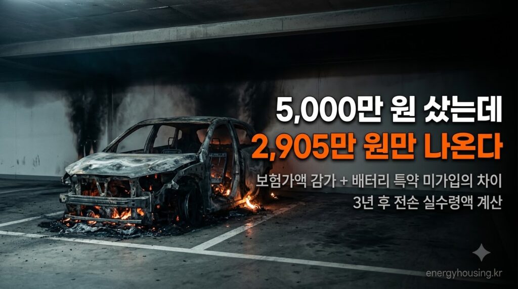 전기차 화재 전손 보험금 실수령액 — 아이오닉5 3년 후 보험가액 감가 계산표