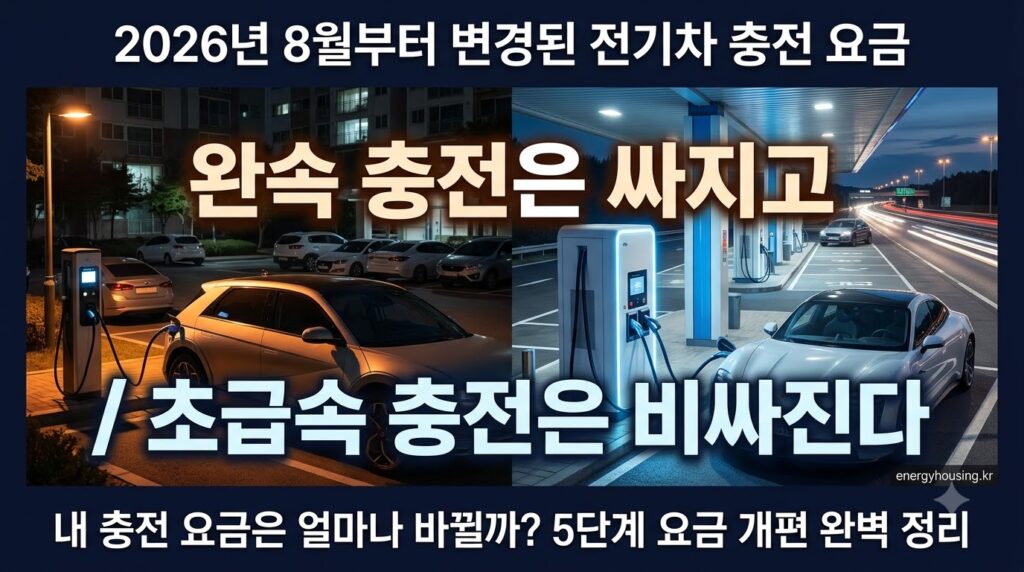 전기차 충전요금 5단계 개편 완전 정리 — 완속 9% 인하 초급속 13% 인상 내 충전비 변화 계산 2026