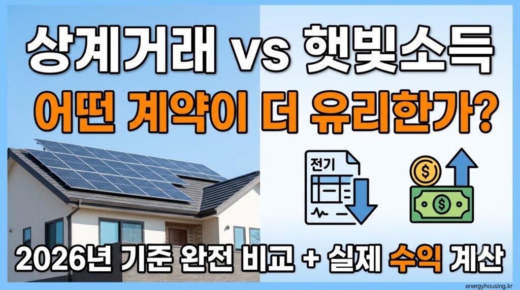 태양광 햇빛소득 vs 상계거래 완전 비교 — 2026년 기준 수익 계산과 제도 전환 시점 정리