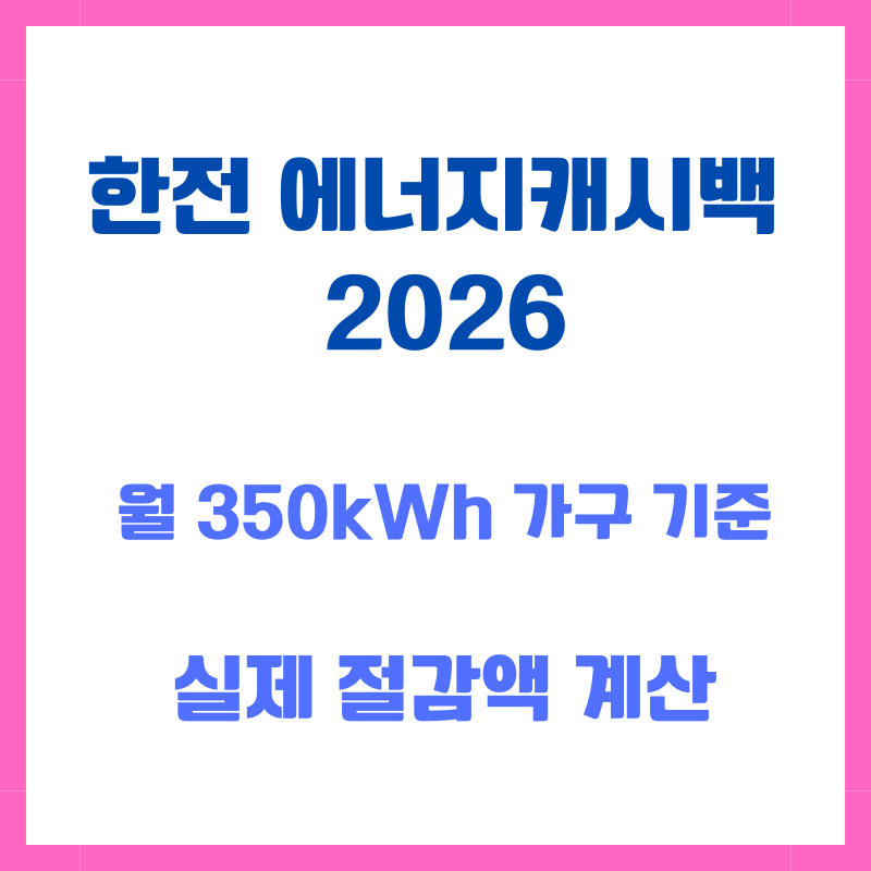 한전 에너지캐시백 2026 신청 방법과 실제 절감액 계산 — 월 350kWh 기준