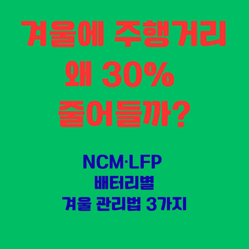 전기차 겨울 배터리 주행거리 감소 NCM LFP 관리법